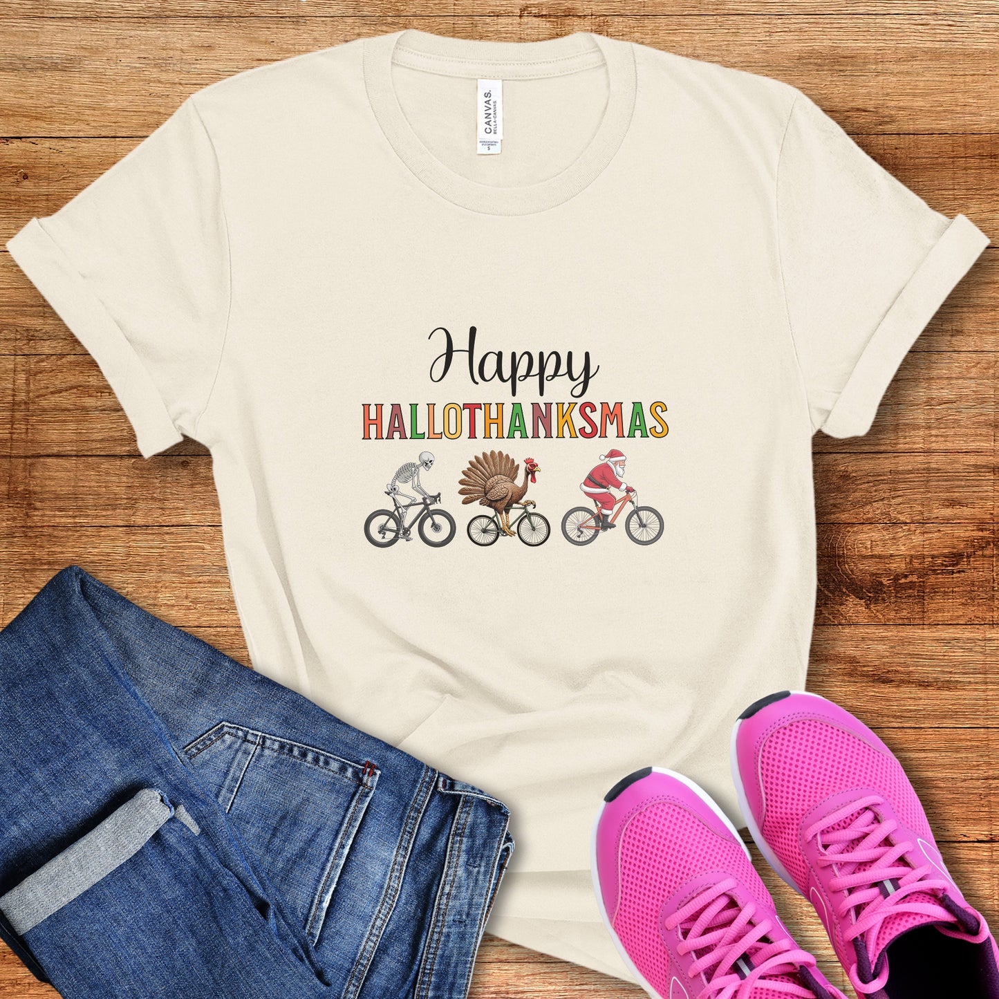 HalloThanksMas Biking Tee