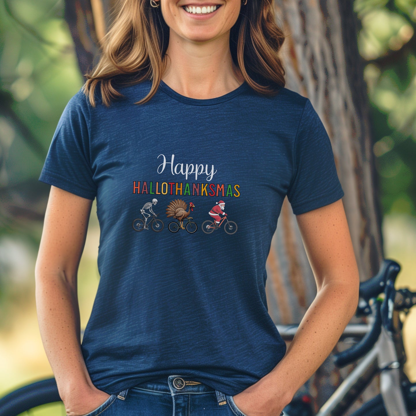 HalloThanksMas Biking Tee
