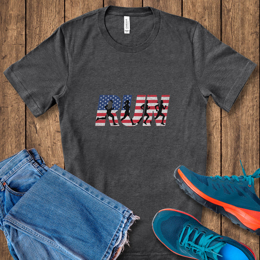 RUN US Flag Faded Tee