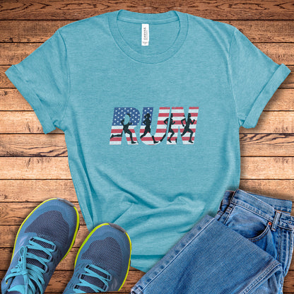RUN US Flag Faded Tee