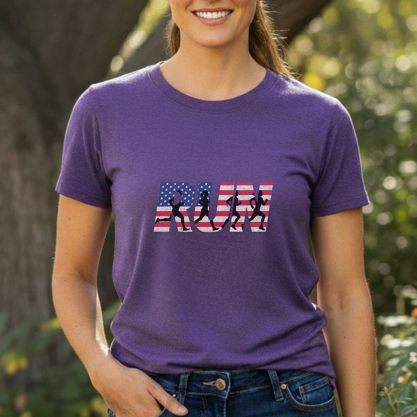 RUN US Flag Faded Tee