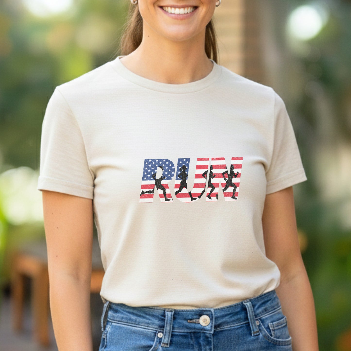 RUN US Flag Faded Tee