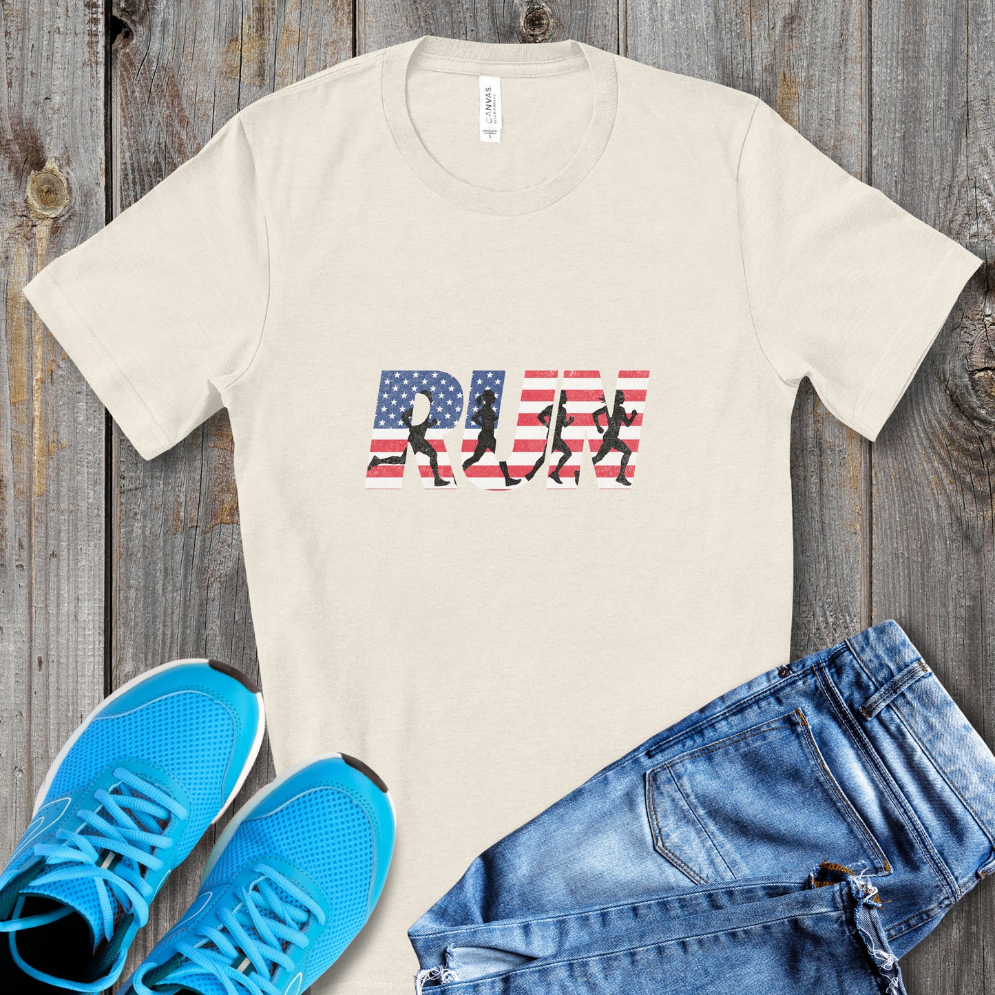 RUN US Flag Faded Tee
