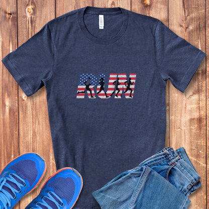 RUN US Flag Faded Tee