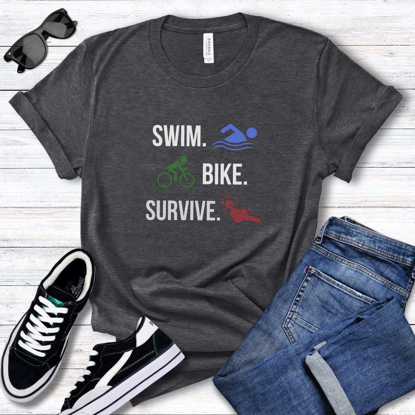 Swim Bike Survive in Color Tee