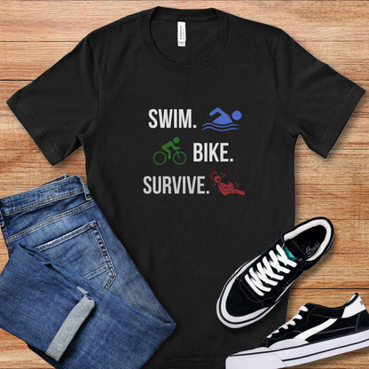 Swim Bike Survive in Color Tee