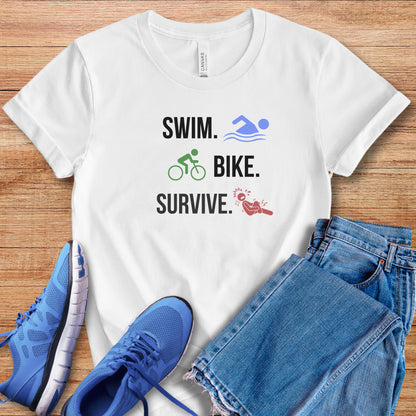 Swim Bike Survive in Color Tee