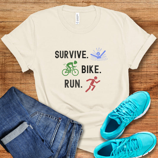 Survive Bike Run Distressed Tee