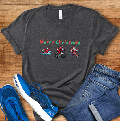 Merry Christmas Pixel Santa Tee
