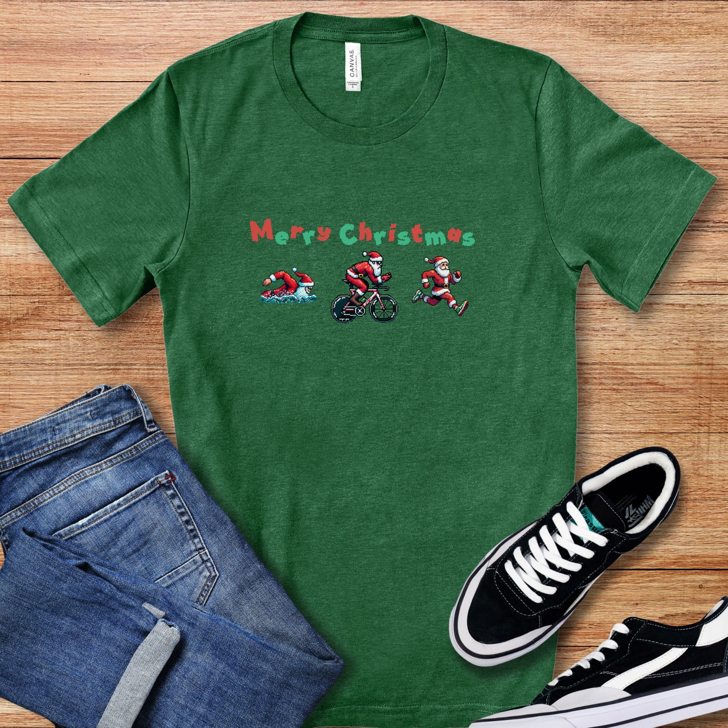 Merry Christmas Pixel Santa Tee