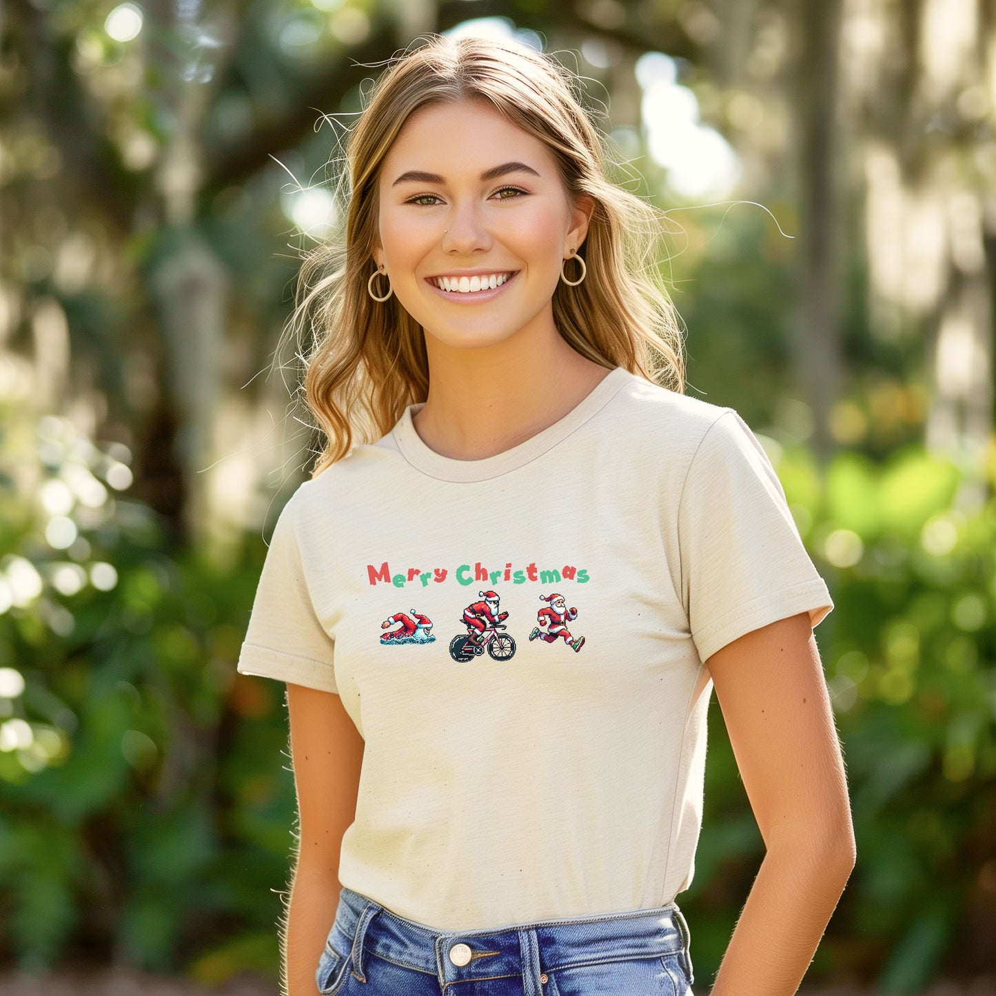 Merry Christmas Pixel Santa Tee
