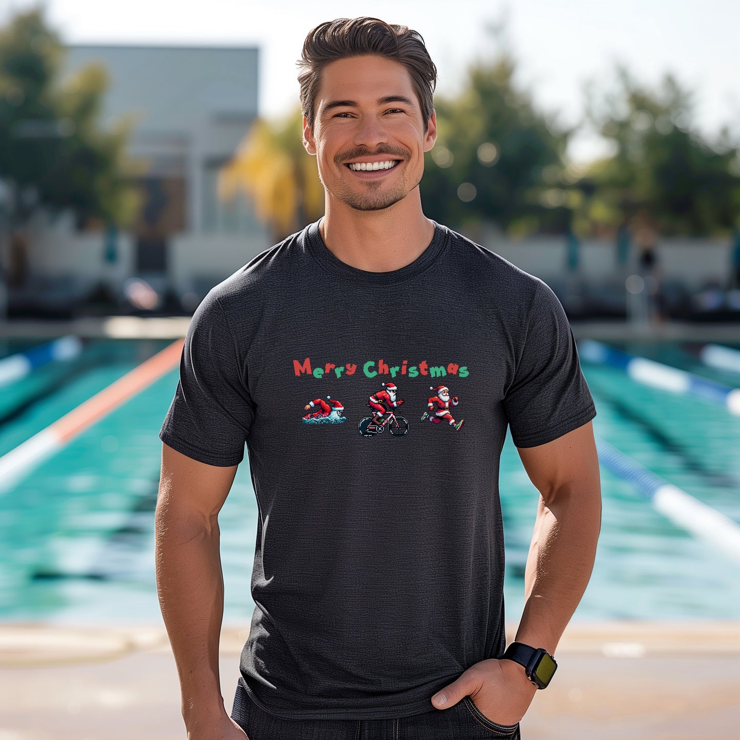Merry Christmas Pixel Santa Tee