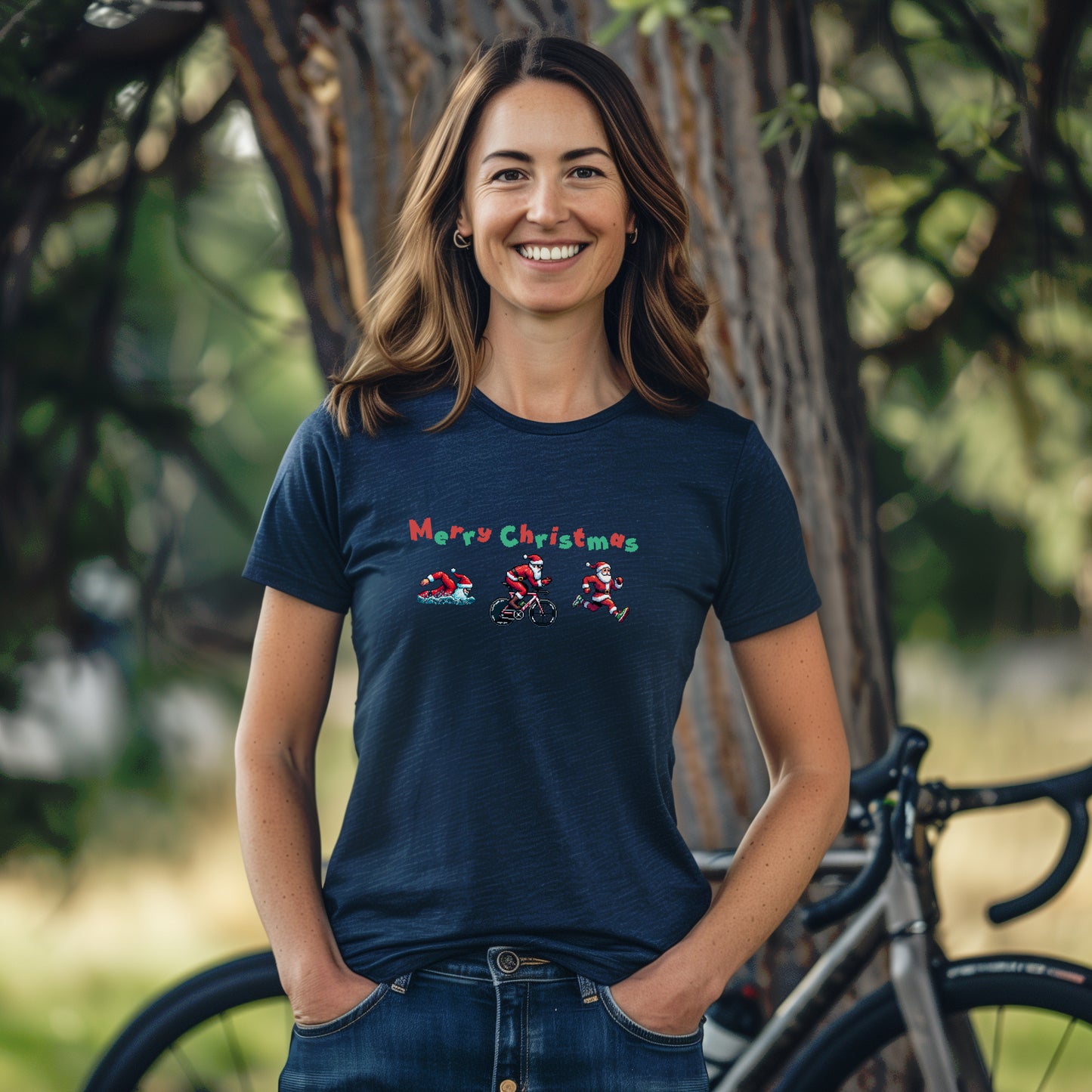 Merry Christmas Pixel Santa Tee