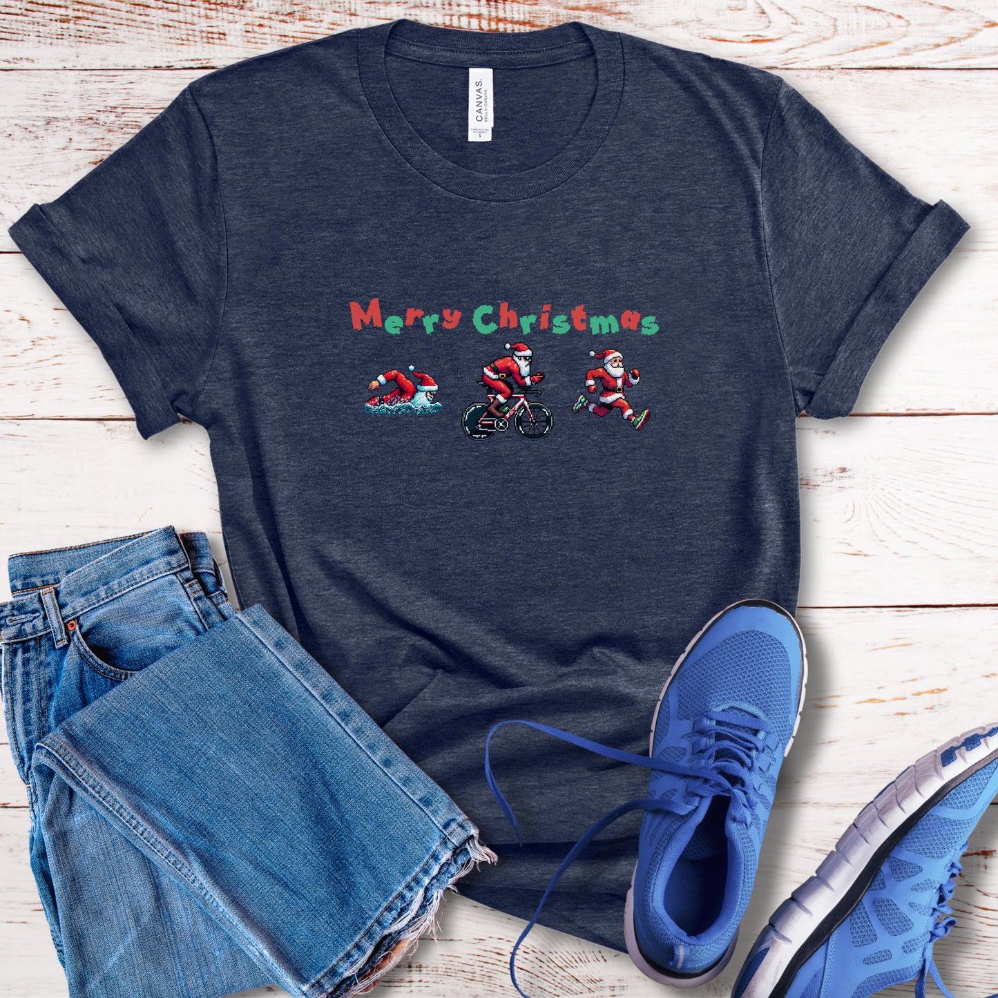 Merry Christmas Pixel Santa Tee
