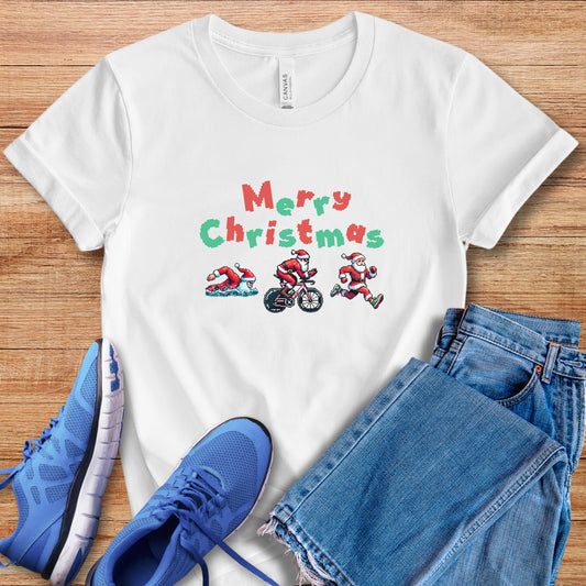 Merry Christmas Pixel Santas Tee