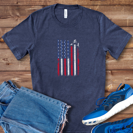 US Flag TRI Vertical Tee