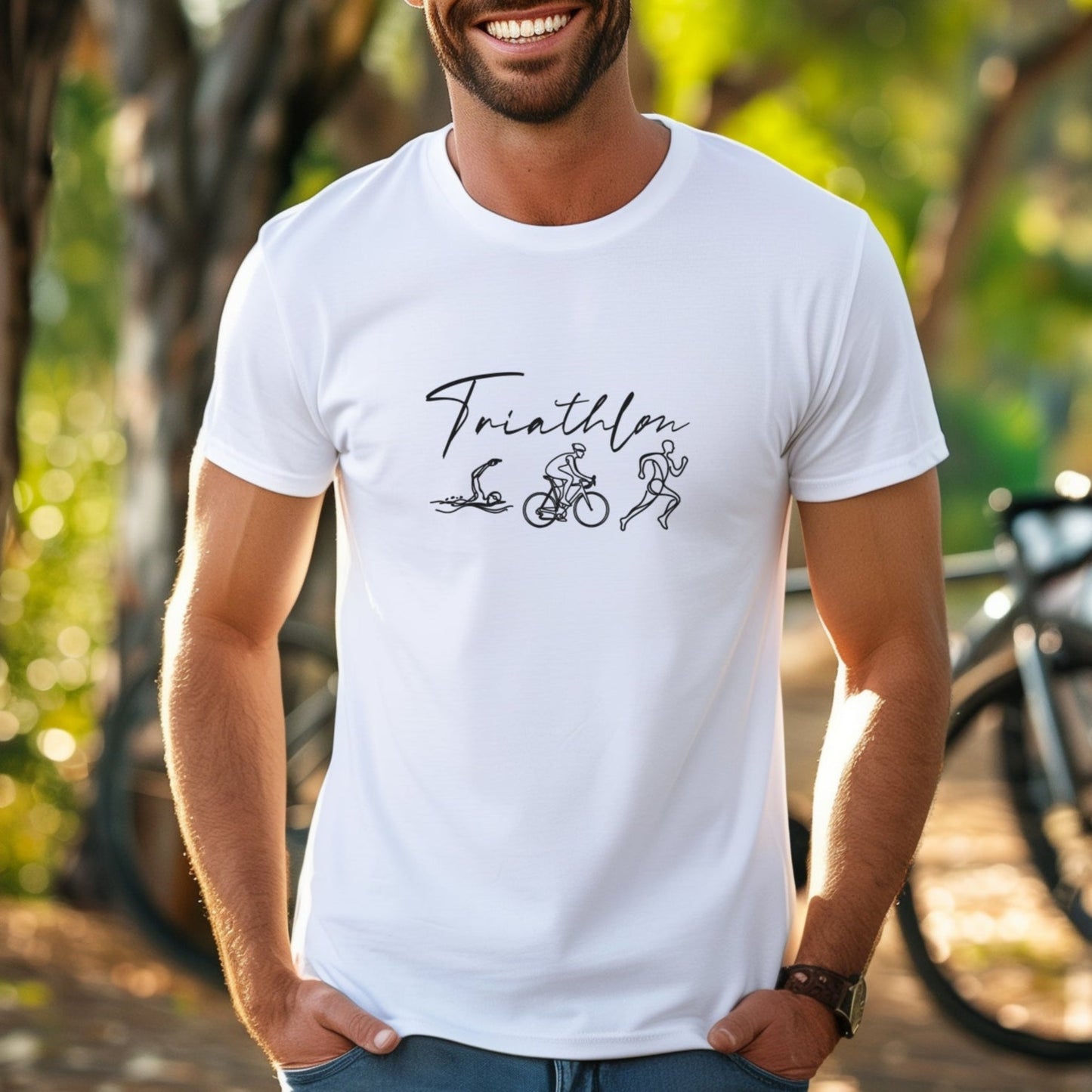 Triathlon Line Art Road Bike Tee