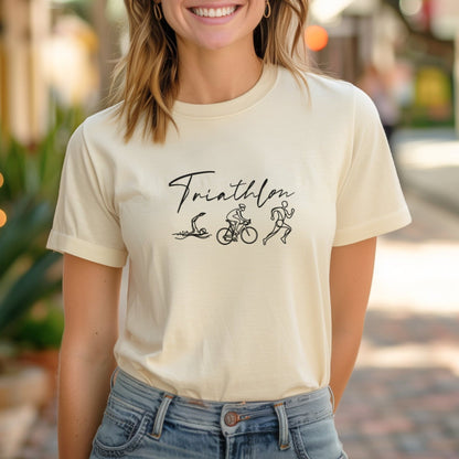 Triathlon Line Art Road Bike Tee