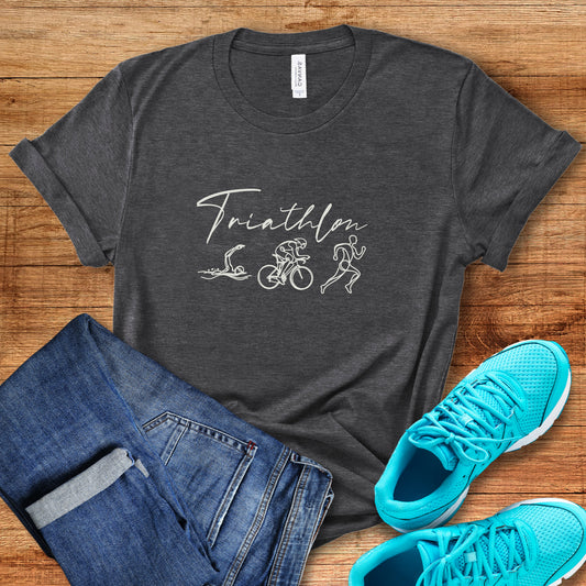 Triathlon Line Art Tri Bike Tee