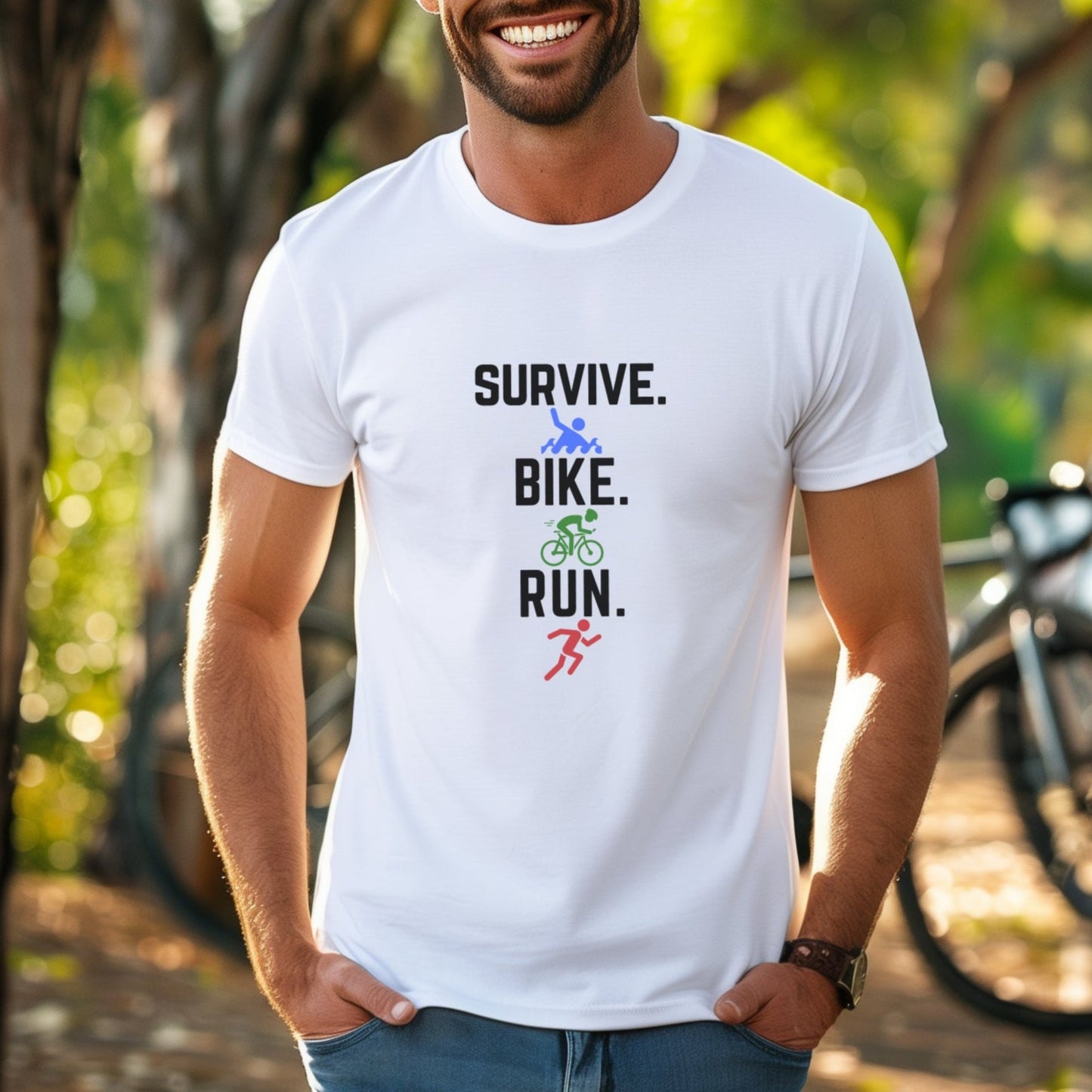 Survive Bike Run Vertical Tee