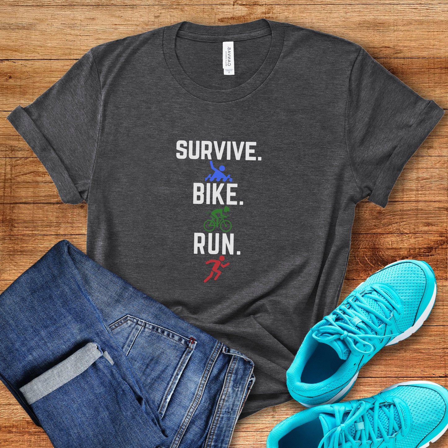 Survive Bike Run Vertical Tee