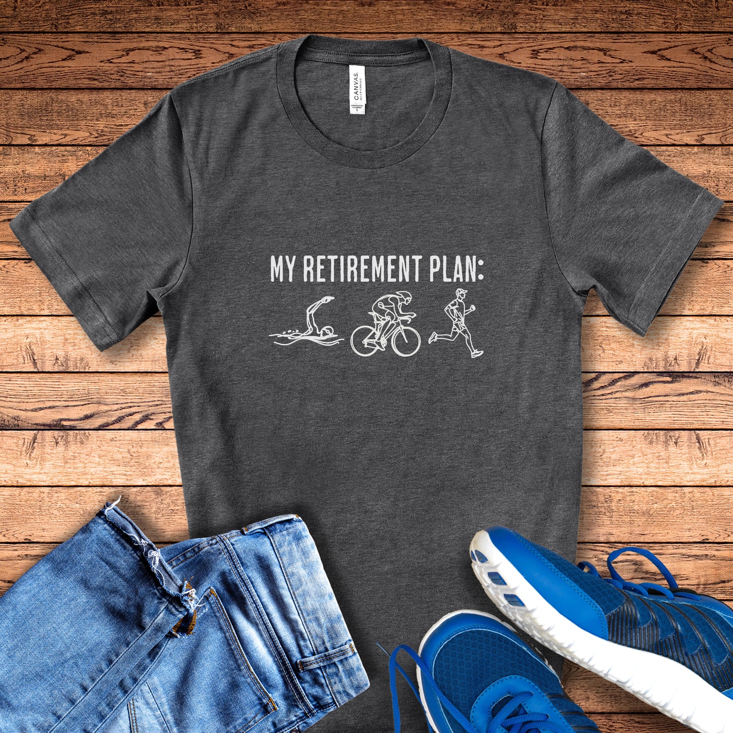 Line Art Retirement TRI - Large - Heather Gray