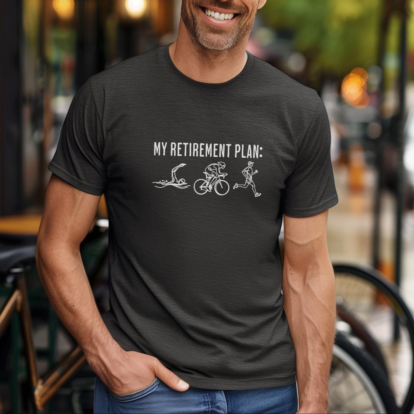 Line Art Retirement TRI - Large - Heather Gray