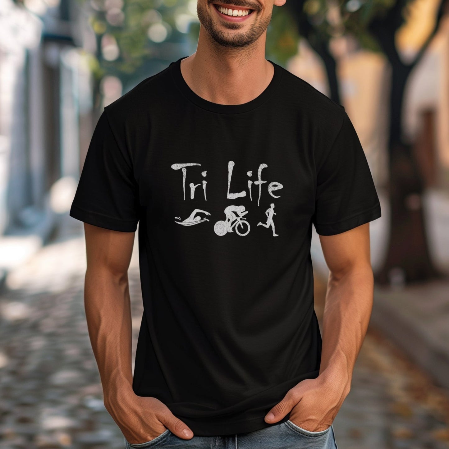 Distressed Tri Life Male Tee
