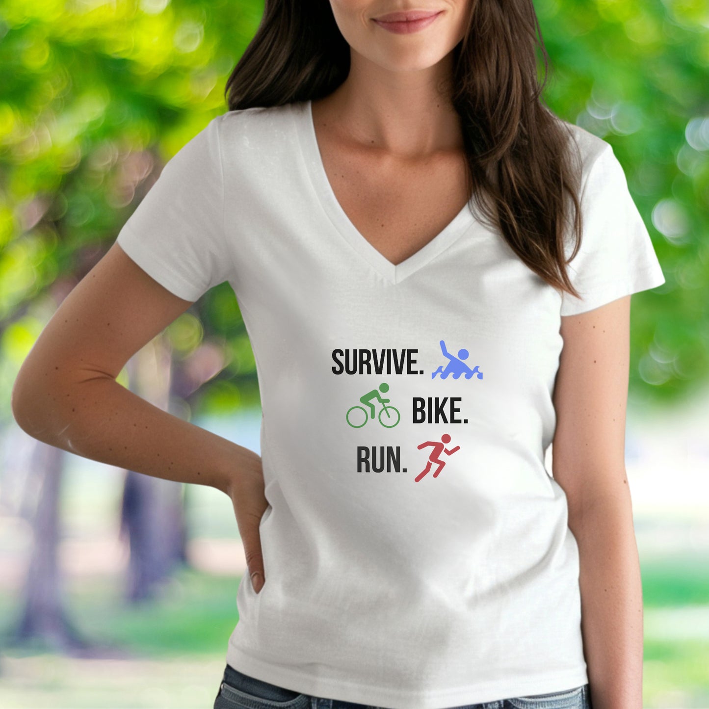 Survive Bike Run V-Neck
