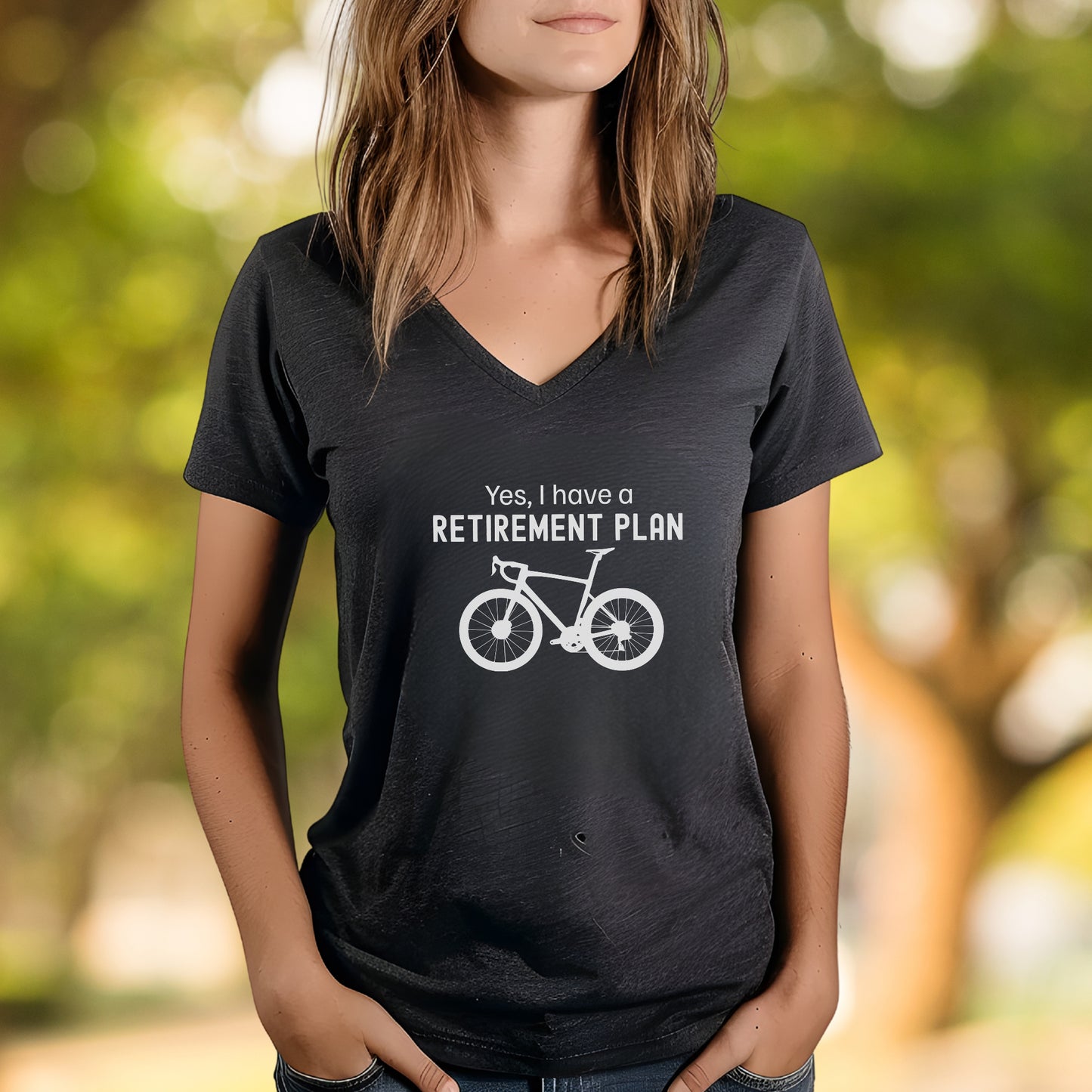 Yes, Retirement Plan V-Neck - L - Heather Gray