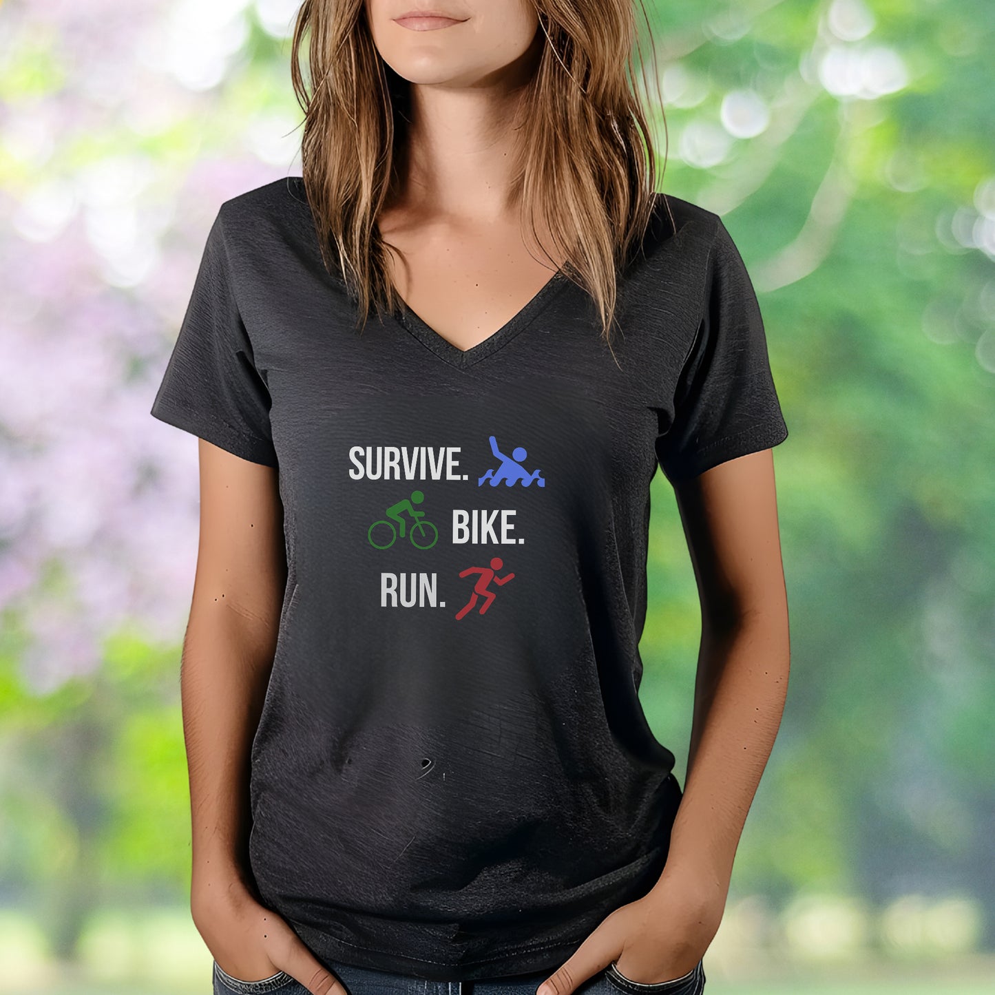 Survive Bike Run V-Neck