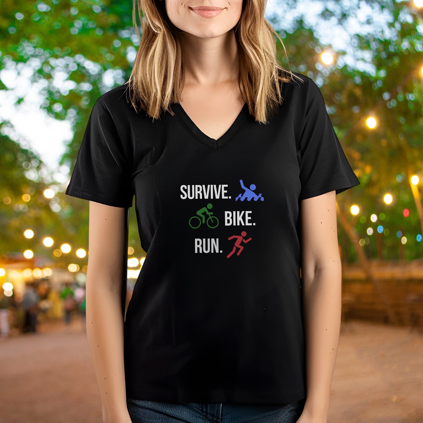 Survive Bike Run V-Neck
