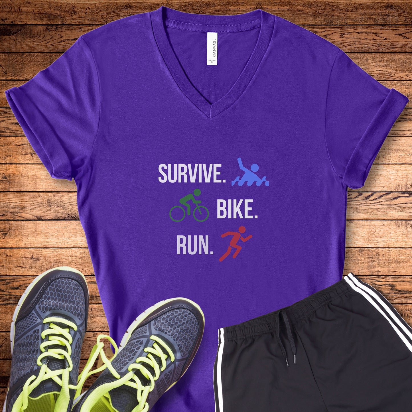 Survive Bike Run V-Neck