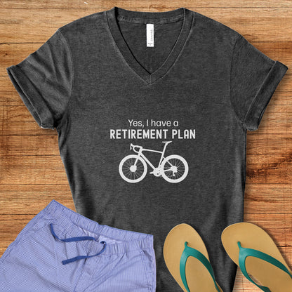 Yes, Retirement Plan V-Neck - L - Heather Gray