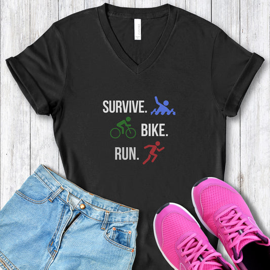 Survive Bike Run V-Neck