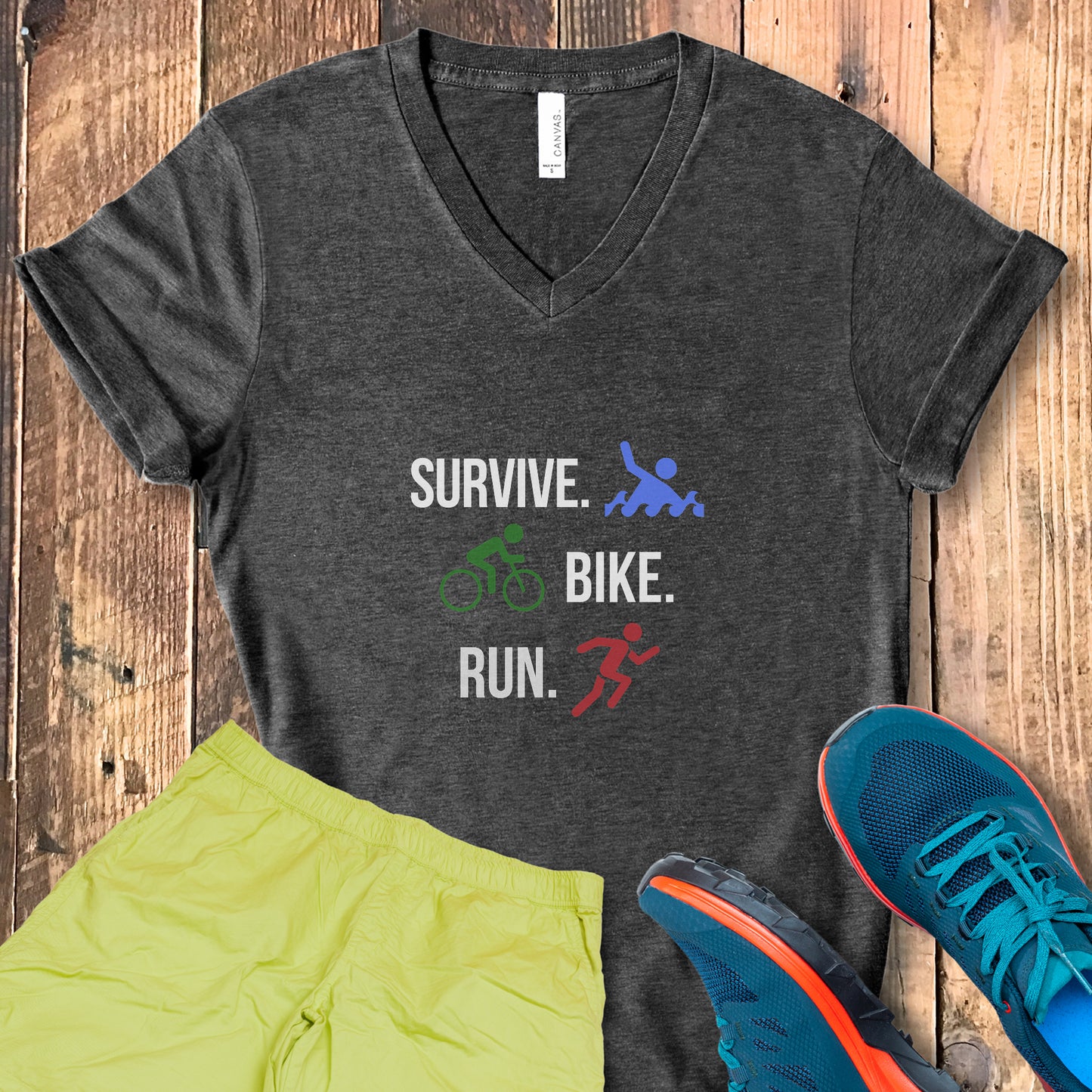 Survive Bike Run V-Neck