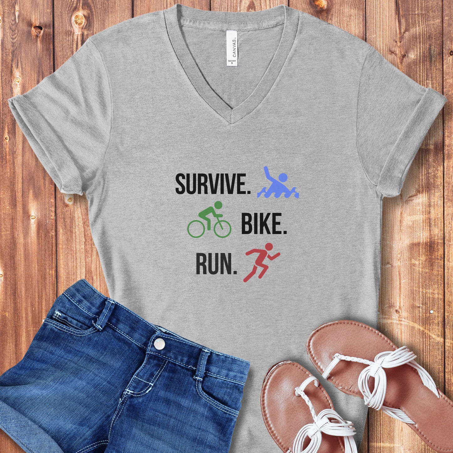 Survive Bike Run V-Neck