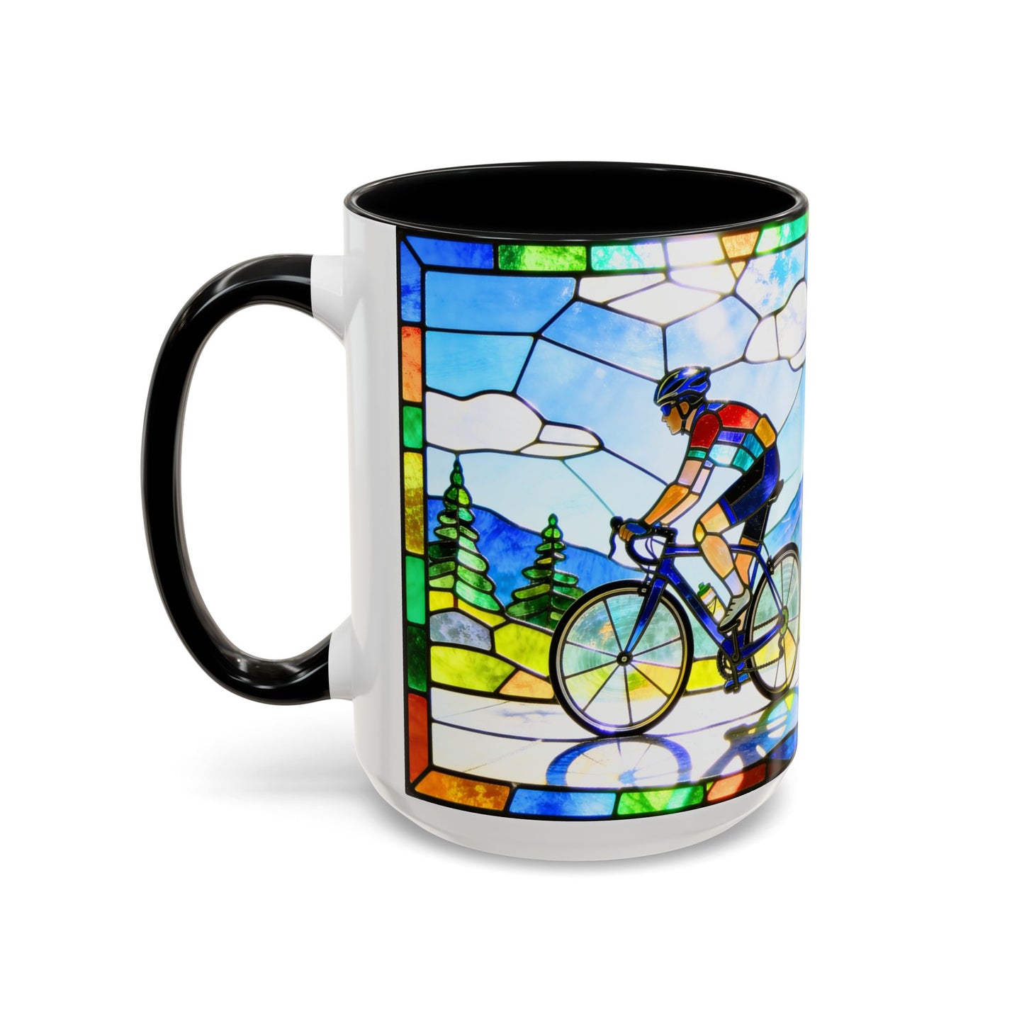 Stained Glass Cyclists Mug