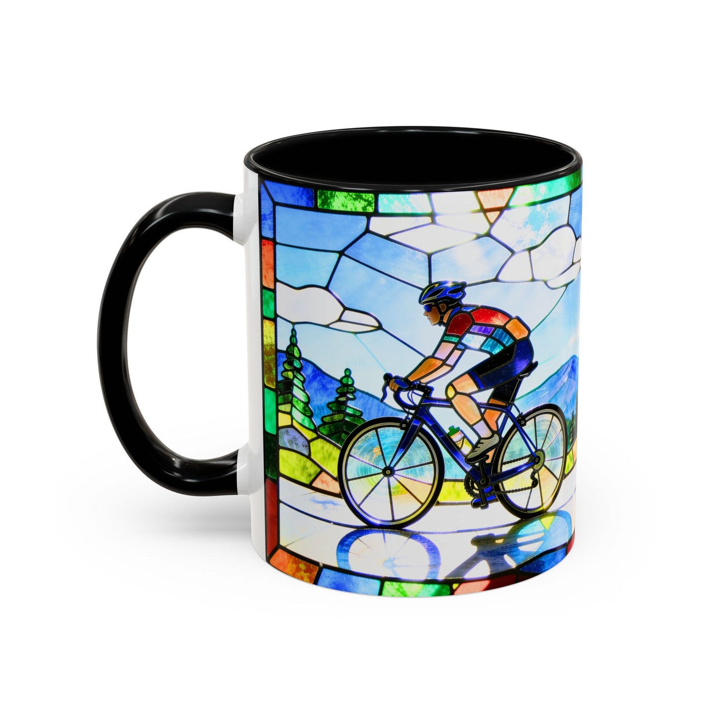 Stained Glass Cyclists Mug