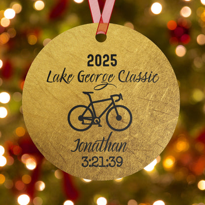 Metal Cycling Ornament - Gold Look