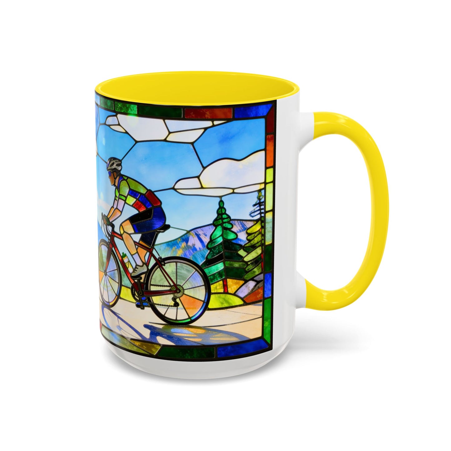 Stained Glass Cyclists Mug