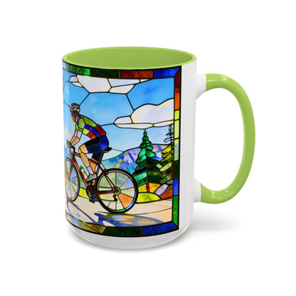 Stained Glass Cyclists Mug