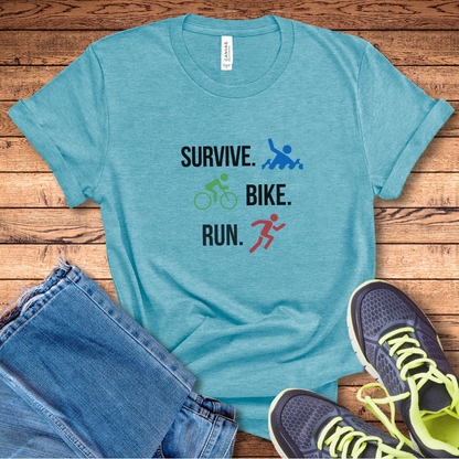 Survive Bike Run - Large - Heather Aqua